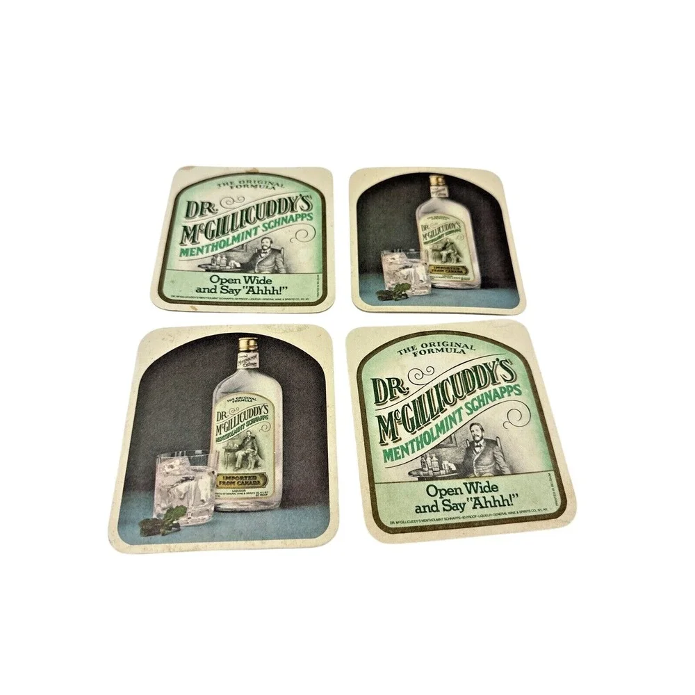 Dr. Mc Gillicuddy's Mentholmint Schnapps CardBoard Coaster Set‎ of 4  Barware